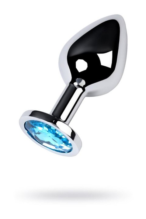 Silver anal plug with gem, turquoise Metal by TOYFA