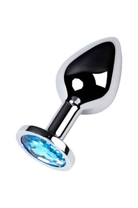 Silver anal plug with gem, turquoise Metal by TOYFA