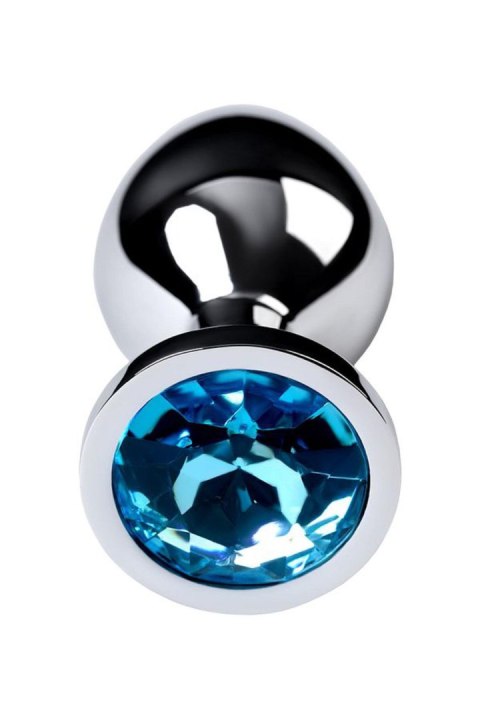 Silver anal plug with gem, turquoise Metal by TOYFA