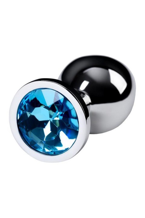 Silver anal plug with gem, turquoise Metal by TOYFA