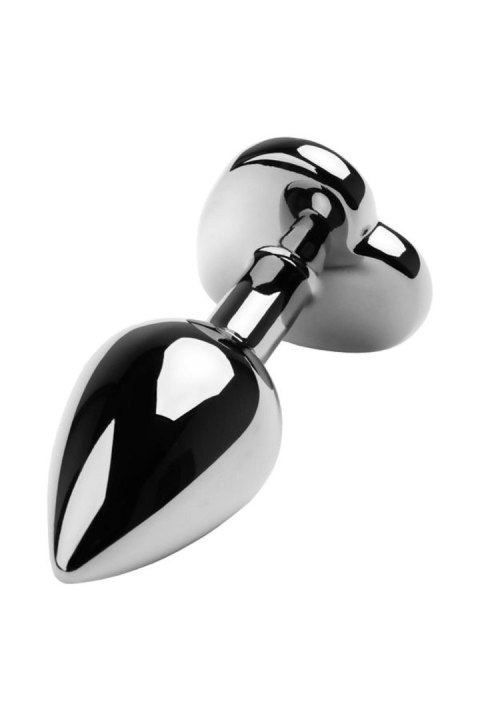 Silver anal plug with pink gem heart-shaped Metal by TOYFA