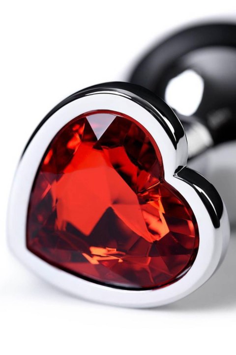 Silver anal plug with pink gem heart-shaped Metal by TOYFA