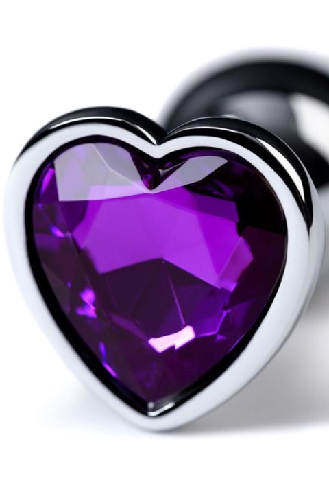 Silver anal plug with purple gem heart-shaped Metal by TOYFA