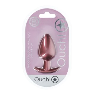 Smooth Silicone Anal Plug - Large - 3.5" / 8,9 cm - Rose Gold Ouch!