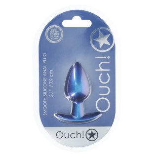 Smooth Silicone Anal Plug - Medium - 3.1 / 7,9 cm - Metallic Blue Ouch!