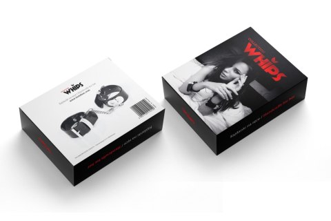 Kajdanki-WHIPS lakier, kajdanki damskie na ręce, czarne, gładkie Whips Collection