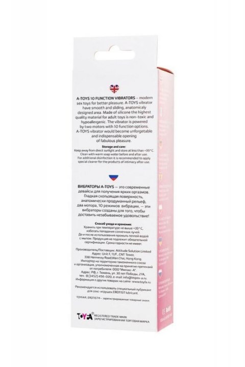 A-TOYS, Vibrator Fela with Clitoral Stimulator, Silicone, Pink, 20.5 cm, 10 speeds, 2xAAA Boss of toys