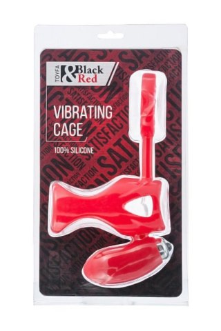 Black & Red, Penis ring with vibration, clitoral stimulation, silicone, red 14.5 cm Boss of toys