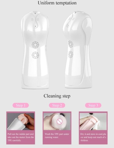 Masturbator - B - Series - Vibrating and Flashing Masturbation Cup USB 7+7 Function / Talk Mode (White) Boss of toys