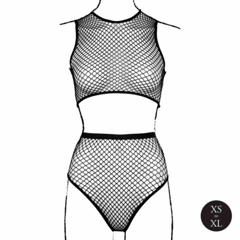 2 piece with crop top, pantie and fishnet structure. Boss of toys