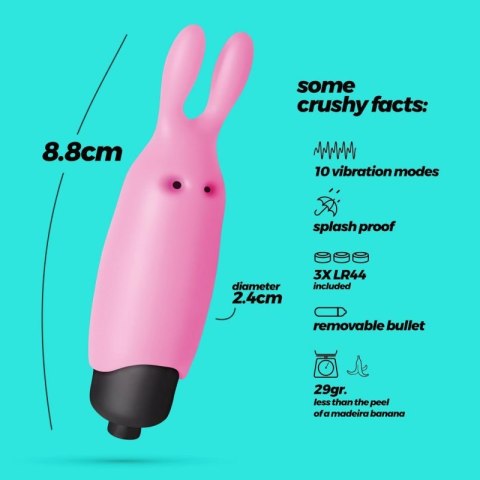 CRUSHIOUS O-PET RABBIT WITH 10 VIBRATION BULLET PASTEL PINK Boss of toys