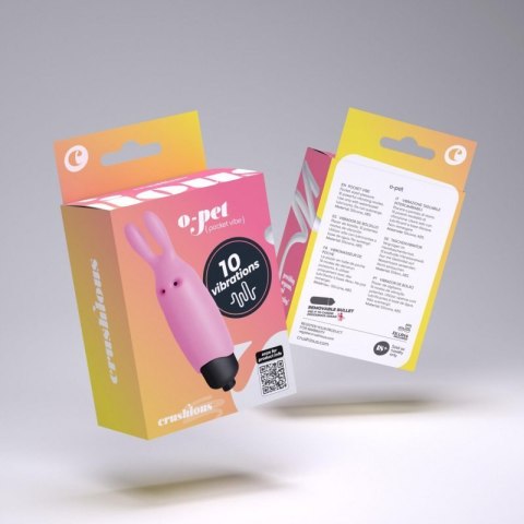 CRUSHIOUS O-PET RABBIT WITH 10 VIBRATION BULLET PASTEL PINK Boss of toys