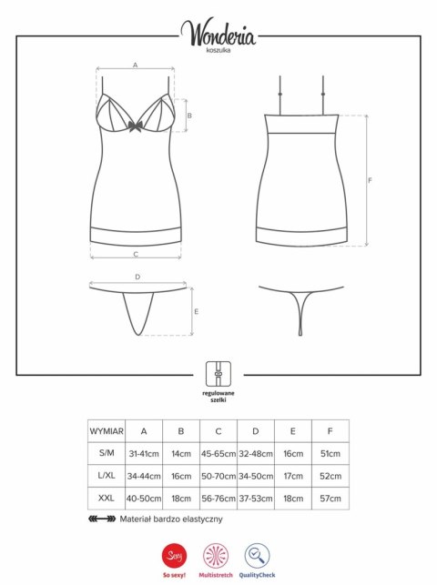 Przejrzysta koszulka komplet stringi wonderia l/xl Obsessive