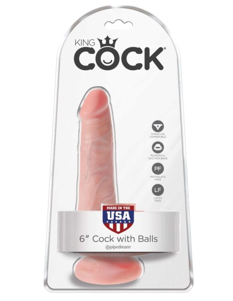 6' Cock With Balls Flesh Dildo Z Jądrami Cieliste 15Cm King Cock King Cock