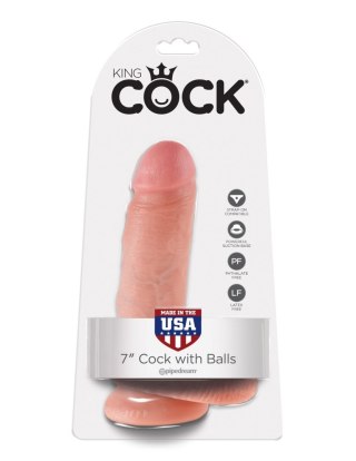 7' Cock With Balls Flesh Dildo Z Jądrami Cieliste 18Cm King Cock King Cock