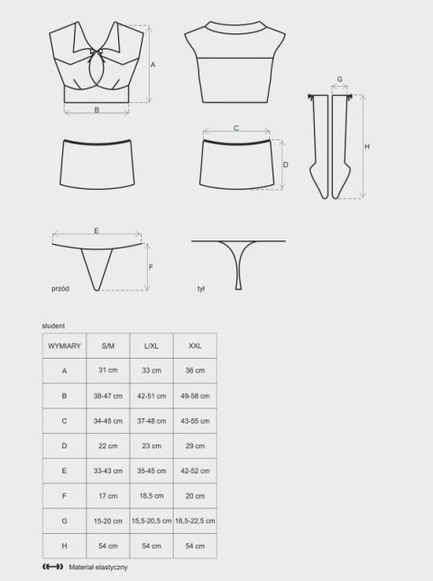 Bielizna-Student kostium 4-częściowy S/M Boss of toys
