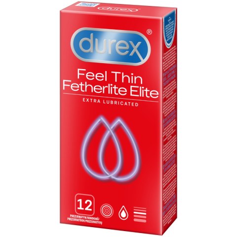 Prezerwatywy Lateksowe Cieńsze Z Dodatkowym Żelem Fetherlite Elite 12 Szt. Durex Durex