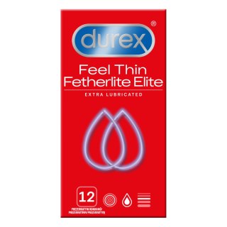 Prezerwatywy Lateksowe Cieńsze Z Dodatkowym Żelem Fetherlite Elite 12 Szt. Durex Durex