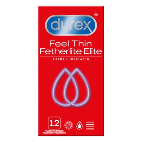 Prezerwatywy Lateksowe Cieńsze Z Dodatkowym Żelem Fetherlite Elite 12 Szt. Durex Durex