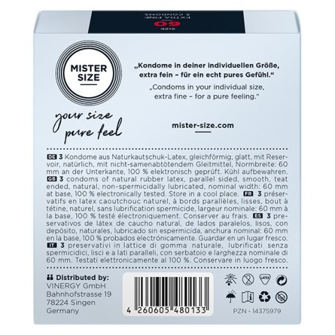 Condoms 60 Mm 3 Pieces Mister.Size Mister Size