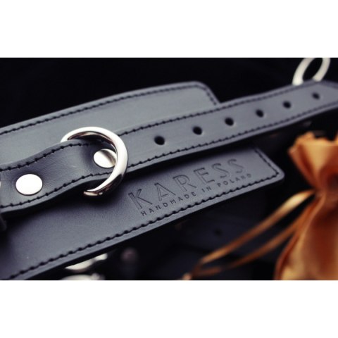 Czarne Skórzane Kajdanki Megan Karess Karess