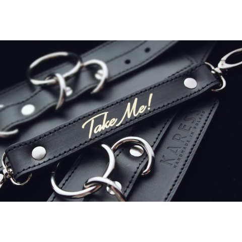 Czarne Skórzane Kajdanki Megan Karess Karess