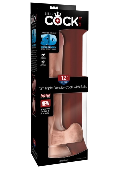 King Cock Triple Density with Balls 12 Inch King Cock