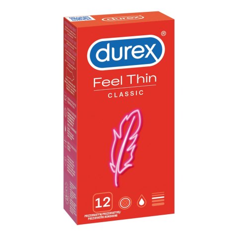 Super Cieńkie Prezerwatywy Lateksowe Feel Thin Classic 12 Szt. Durex Durex