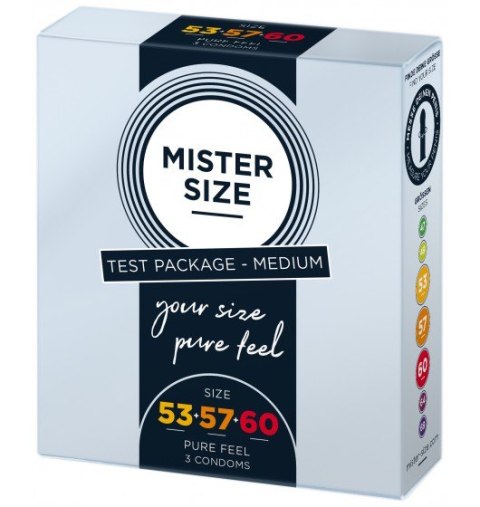 Zestaw 3 Prezerwatyw O Różnej Średnicy Testbox 53-57-60 3 Condoms Mister.Size Mister Size