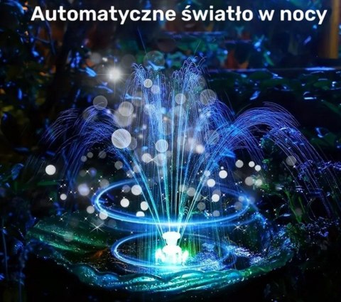 FONTANNA SOLARNA OGRODOWA ŚWIECĄCA RGB LED PŁYWAJĄCA DO OCZKA WODNEGO