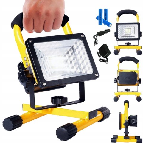 HALOGEN LAMPA ROBOCZA PRZENOŚNA MOCNY NAŚWIETLACZ BUDOWLANY AKUMULATOR 50W