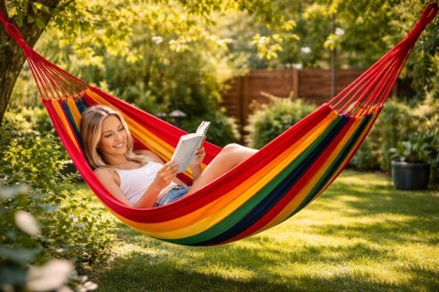 HAMAK OGRODOWY 200x80cm HUŚTAWKA LEŻAK WISZĄCY JEDNOOSOBOWY BUJAK Fortrade
