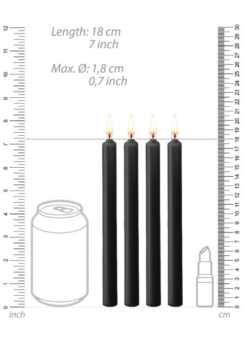 Teasing Wax Candles Large 4-Pack Black - Czarny Zestaw Długich Świec Do Bdsm Ouch! by Shots Ouch! by Shots