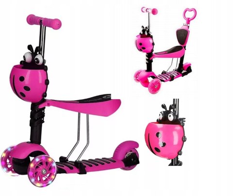 HULAJNOGA TRÓJKOŁOWA BALANSOWA BIEDRONKA DLA DZIECI 3w1 LED Fortrade