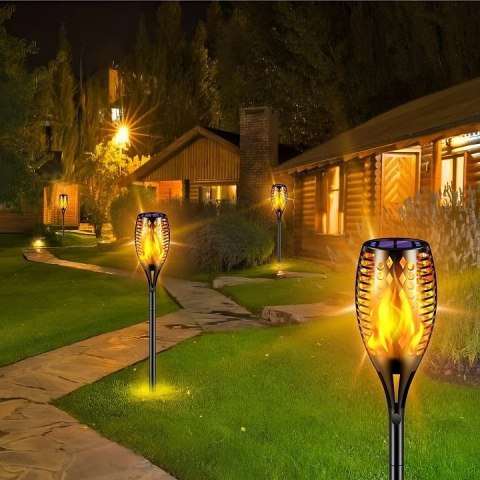 LAMPA SOLARNA OGRODOWA POCHODNIA LAMPKI SOLARNE DO OGRODU LED Fortrade