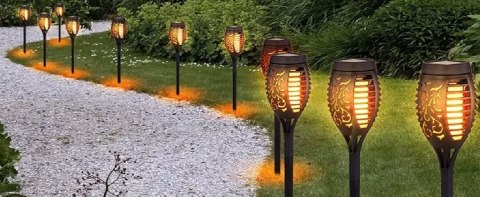 LAMPA SOLARNA OGRODOWA POCHODNIA LAMPKI SOLARNE DO OGRODU LED Fortrade