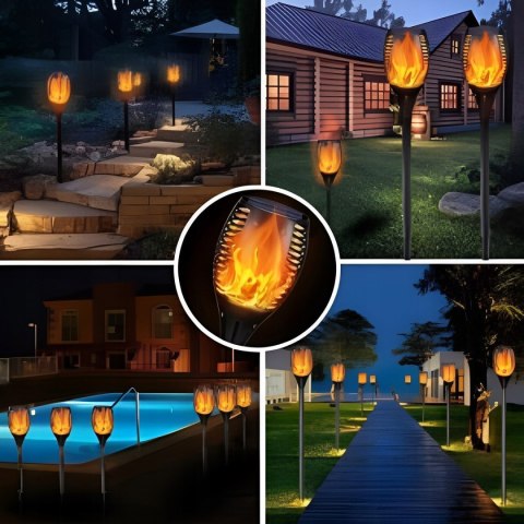 LAMPA SOLARNA OGRODOWA POCHODNIA LAMPKI SOLARNE DO OGRODU LED Fortrade