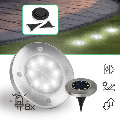 LAMPKA OGRODOWA SOLARNA DYSK LED WBIJANA NAJAZDOWA GRUNTOWE LAMPY DYSKI Fortrade
