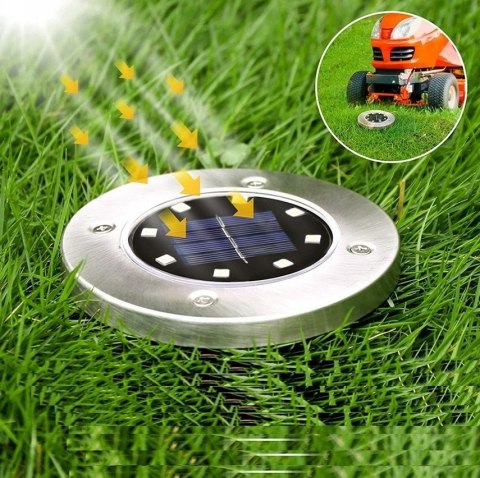 LAMPKA OGRODOWA SOLARNA DYSK LED WBIJANA NAJAZDOWA GRUNTOWE LAMPY DYSKI Fortrade