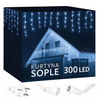 Lampki choinkowe sople 300 LED CW (20)