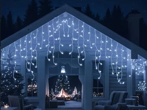 Lampki choinkowe sople 300 LED CW (20)