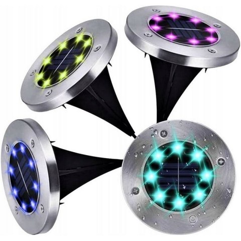 Lampki ogrodowe solar dysk rgb 8 led Fortrade
