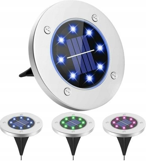 Lampki ogrodowe solar dysk rgb 8 led Fortrade