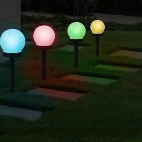 Lampki ogrodowe solar wbijana kula rgb 10 cm Fortrade