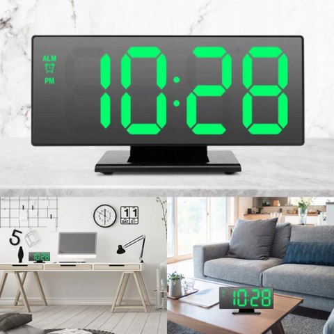 Zegar budzik led lustro Fortrade