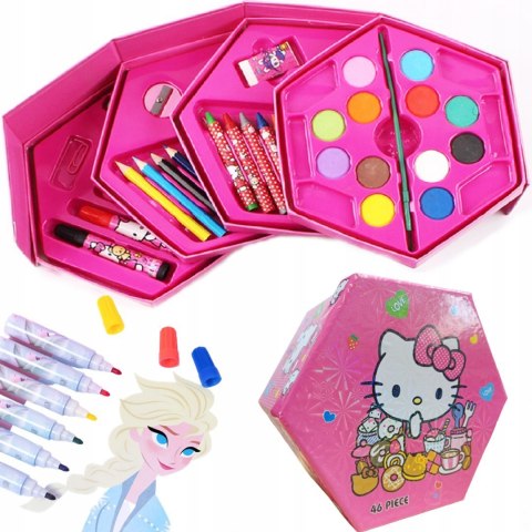 Zestaw kredek do malowania pudełko kredlo farby flamastry zestaw plastyczny Fortrade