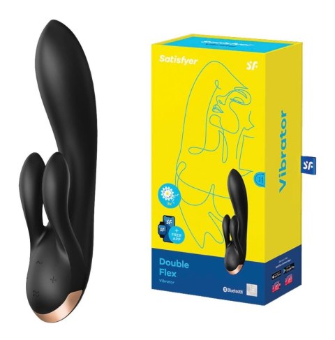 Wibrator króliczek Double Flex Connect App Black Satisfyer Satisfyer