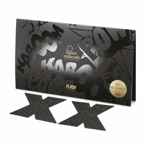 Ozdobne naklejki na sutki Flash Cross Black Bijoux Indiscrets Bijoux Indiscrets