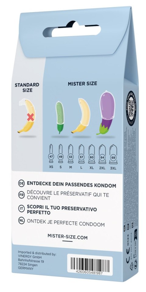 Zestaw prezerwatyw Test-Set 53-57-60 3 Condoms Mister.Size Mister Size