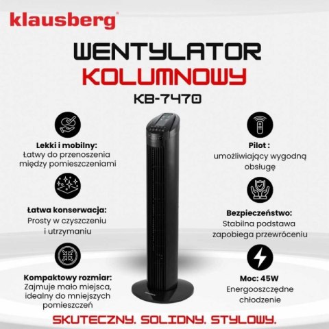 WENTYLATOR KOLUMNOWY PODŁOGOWY Z PILOTEM KLAUSBERG KB-7470 Klausberg